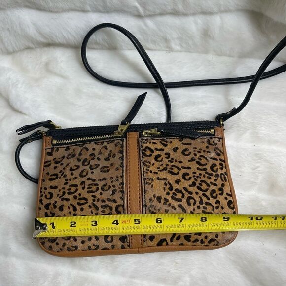 Fossil leather calf hair cheetah prints & tan pebble leather crossbody b… - Picture 5 of 9